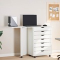 vidaXL, vidaXL Rollschrank mit Schreibtisch MOSS Weiß Massivholz Kiefer