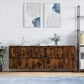 vidaXL, vidaXL Sideboards 3 Stk. Räuchereiche Holzwerkstoff