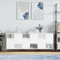 vidaXL, vidaXL Sideboards 3 Stk. Weiß Holzwerkstoff
