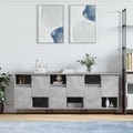 vidaXL, vidaXL Sideboards 3 Stk. Betongrau Holzwerkstoff