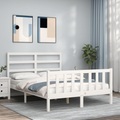 vidaXL, vidaXL Massivholzbett mit Kopfteil Weiß 140x190 cm