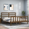 vidaXL, vidaXL Massivholzbett mit Kopfteil Honigbraun 5FT King Size