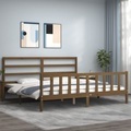vidaXL, vidaXL Massivholzbett mit Kopfteil Honigbraun 200x200 cm