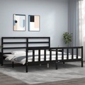 vidaXL, vidaXL Massivholzbett mit Kopfteil Schwarz 200x200 cm