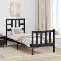 vidaXL, vidaXL Massivholzbett mit Kopfteil Schwarz 2FT6 Small Single
