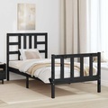 vidaXL, vidaXL Bettgestell mit Kopfteil Schwarz 90x190 cm Massivholz