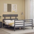 vidaXL, vidaXL Massivholzbett mit Kopfteil Grau 4FT6 Double