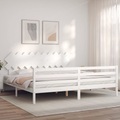 vidaXL, vidaXL Massivholzbett mit Kopfteil Weiß 200x200 cm