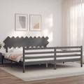 vidaXL, vidaXL Massivholzbett mit Kopfteil Grau 200x200 cm