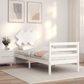 vidaXL, vidaXL Massivholzbett mit Kopfteil Weiß 90x200 cm