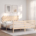 vidaXL, vidaXL Massivholzbett mit Kopfteil 160x200 cm