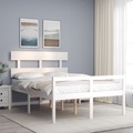 vidaXL, vidaXL Massivholzbett mit Kopfteil Weiß 4FT Small Double