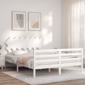vidaXL, vidaXL Massivholzbett mit Kopfteil Weiß 140x190 cm