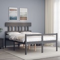vidaXL, vidaXL Massivholzbett mit Kopfteil Grau 4FT6 Double