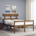 vidaXL, vidaXL Massivholzbett mit Kopfteil Honigbraun 140x190 cm