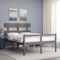 vidaXL, vidaXL Massivholzbett mit Kopfteil Grau 120x200 cm