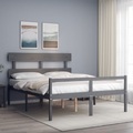 vidaXL, vidaXL Bettgestell mit Kopfteil Grau 5FT King Massivholz