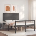 vidaXL, vidaXL Massivholzbett mit Kopfteil Grau 120x200 cm