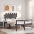 vidaXL, vidaXL Massivholzbett mit Kopfteil Grau 4FT6 Double