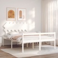 vidaXL, vidaXL Massivholzbett mit Kopfteil Weiß 140x190 cm