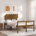vidaXL, vidaXL Massivholzbett mit Kopfteil Honigbraun 4FT6 Double