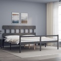 vidaXL, vidaXL Massivholzbett mit Kopfteil Grau 200x200 cm