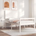 vidaXL, vidaXL Massivholzbett mit Kopfteil Weiß 3FT Single