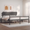vidaXL, vidaXL Massivholzbett mit Kopfteil Grau 200x200 cm