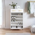 vidaXL, vidaXL Schuhschrank Weiß 60x35x105 cm Holzwerkstoff