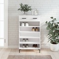 vidaXL, vidaXL Schuhschrank Weiß 60x35x105 cm Holzwerkstoff