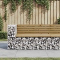 vidaXL, vidaXL Gartenbank aus Gabionen 122x71x65,5 cm Kiefernholz Imprägniert