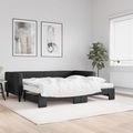 vidaXL, vidaXL Tagesbett Ausziehbar mit Matratzen Schwarz 90x200 cm Stoff