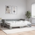 vidaXL, vidaXL Tagesbett Ausziehbar mit Matratze Hellgrau 80x200 cm Stoff