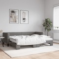 vidaXL, vidaXL Tagesbett Ausziehbar mit Matratzen Dunkelgrau 80x200 cm Stoff