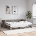 vidaXL, vidaXL Tagesbett Ausziehbar mit Matratzen Taupe 80x200 cm Stoff