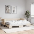 vidaXL, vidaXL Tagesbett Ausziehbar mit Matratzen Creme 80x200 cm Stoff