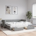 vidaXL, vidaXL Tagesbett Ausziehbar mit Schubladen Hellgrau 80x200 cm Stoff