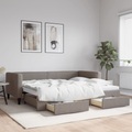 vidaXL, vidaXL Tagesbett Ausziehbar mit Schubladen Taupe 90x200 cm Stoff