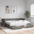 vidaXL, vidaXL Tagesbett Ausziehbar mit Schubladen Dunkelgrau 90x190 cm Stoff