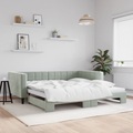 vidaXL, vidaXL Tagesbett Ausziehbar Hellgrau 100x200 cm Samt