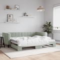 vidaXL, vidaXL Tagesbett Ausziehbar Hellgrau 90x200 cm Samt