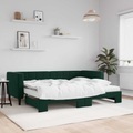 vidaXL, vidaXL Tagesbett Ausziehbar mit Matratzen Dunkelgrün 80x200 cm Samt