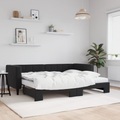 vidaXL, vidaXL Tagesbett Ausziehbar mit Matratzen Schwarz 80x200 cm Samt