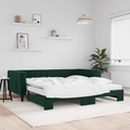 vidaXL, vidaXL Tagesbett Ausziehbar mit Matratzen Dunkelgrün 100x200 cm Samt