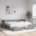 vidaXL, vidaXL Tagesbett Ausziehbar mit Schubladen Hellgrau 80x200 cm Stoff
