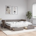 vidaXL, vidaXL Tagesbett Ausziehbar mit Schubladen Taupe 80x200 cm Stoff