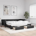 vidaXL, vidaXL Tagesbett Ausziehbar mit Schubladen Schwarz 90x200 cm Stoff