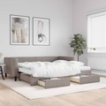 vidaXL, vidaXL Tagesbett Ausziehbar mit Schubladen Taupe 90x200 cm Stoff