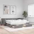 vidaXL, vidaXL Tagesbett Ausziehbar mit Schubladen Dunkelgrau 90x190 cm Stoff