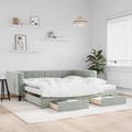 vidaXL, vidaXL Tagesbett Ausziehbar mit Schubladen Hellgrau 100x200 cm Samt